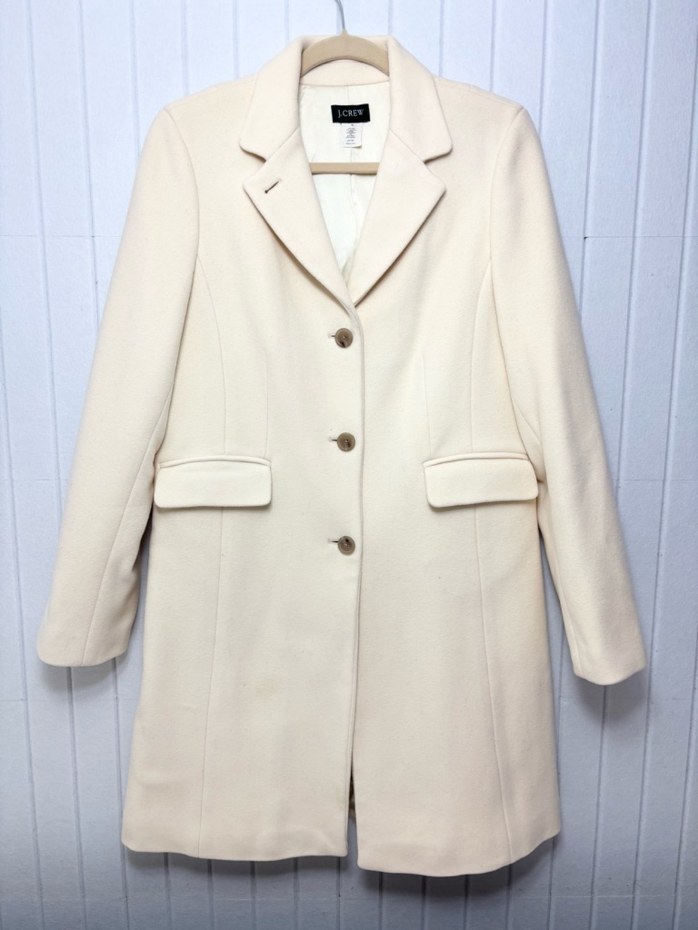 J. Crew Cream‎ Single-Breasted Wool-Blend Pea Coat Size 10